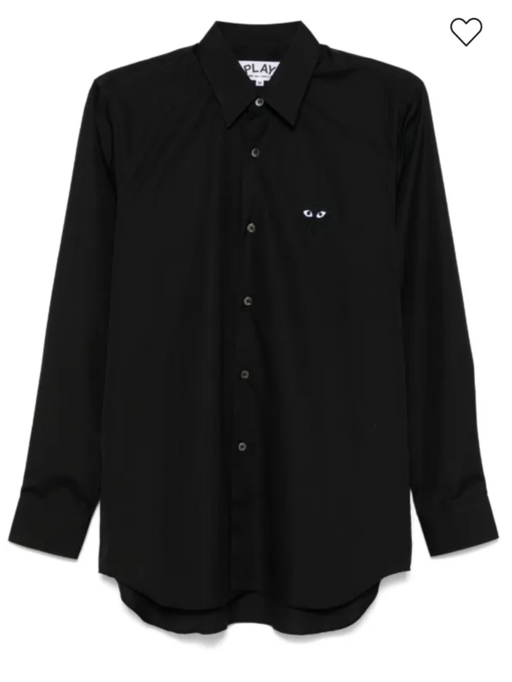 Comme des Garcons PLAY Black Long-Sleeve Button Shirt with Embroidered Eye Patch